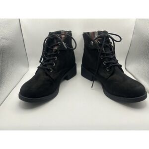 Rock & Candy Junie Chelsea SZ 6 Combat Boots Black Lace Up Ankle Top